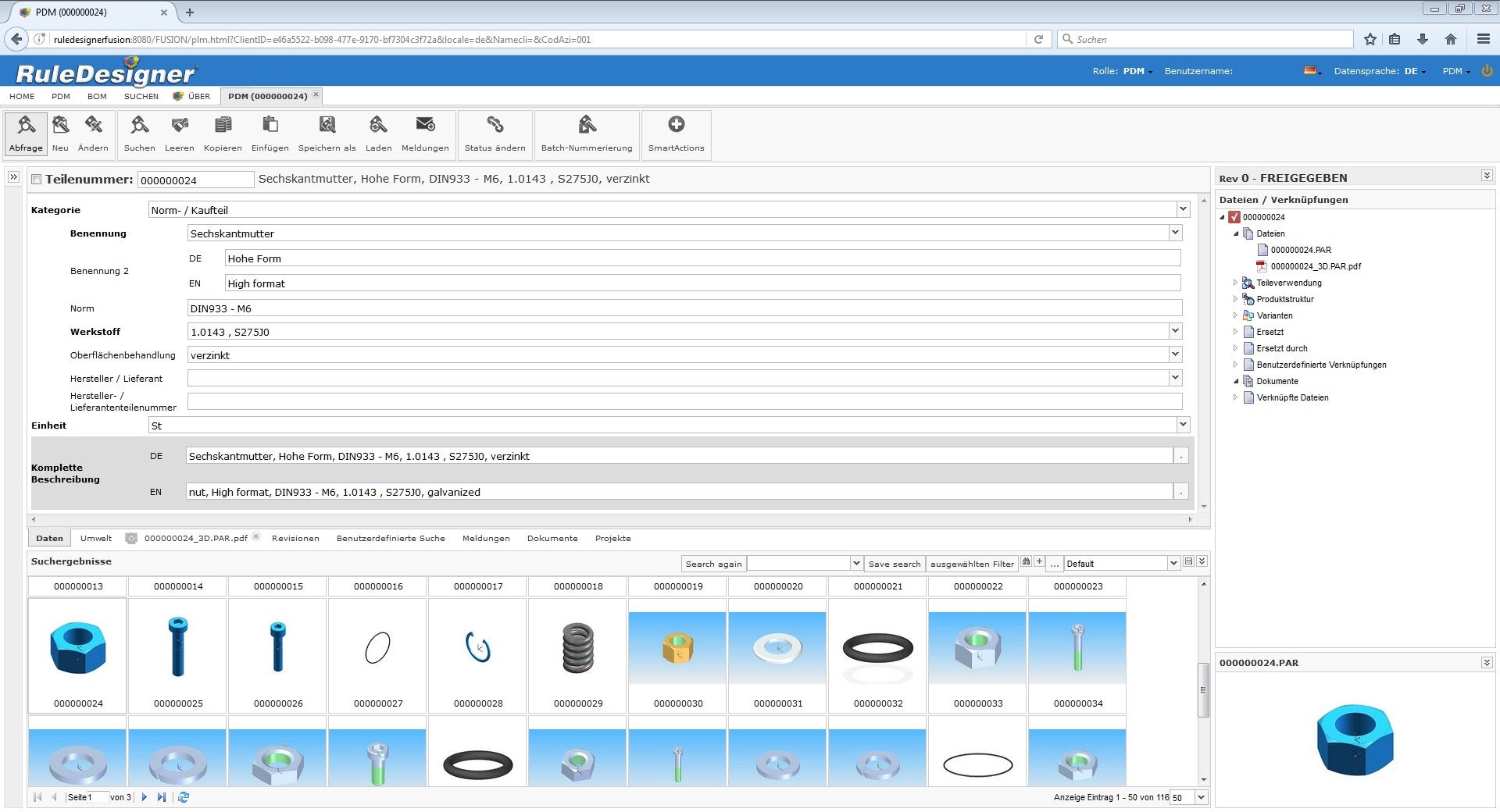 RuleDesigner PDM Normteil