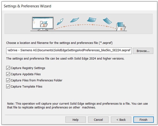 Solid Edge 2024 Einstellungen Assistent