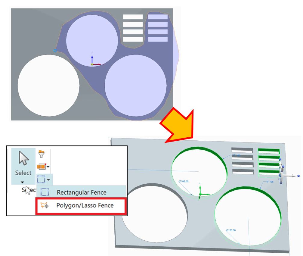 Solid Edge 2024 Lassoauswahl