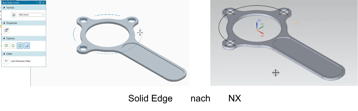 Lochkreise aus Solid Edge können nach NX exportiert werden
