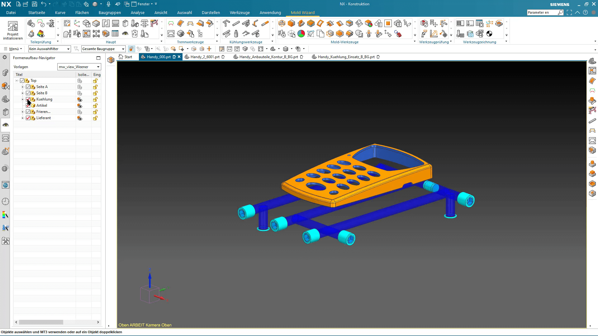 Kühlung Handyhülle in NX Mold Wizard